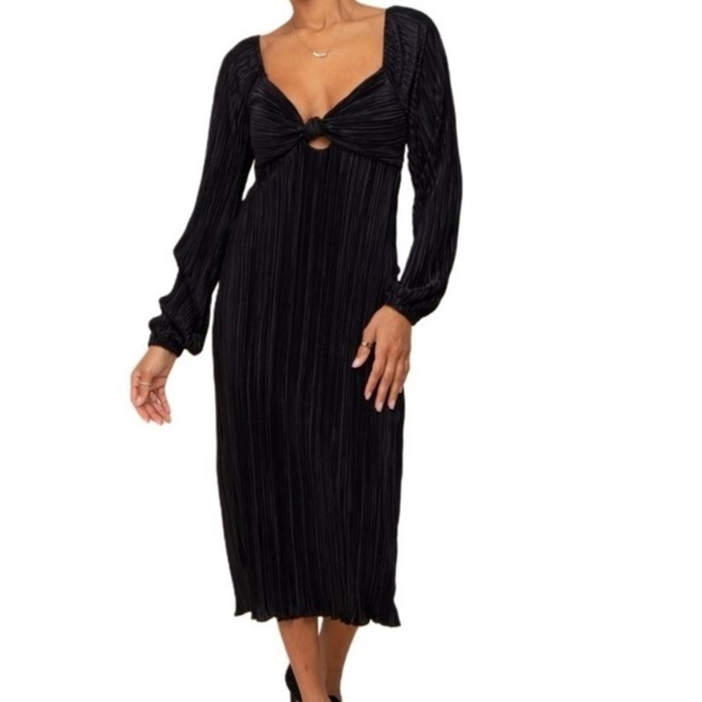 ARULA Cut Out Long Sleeve Black Midi Dress Size XL NWT